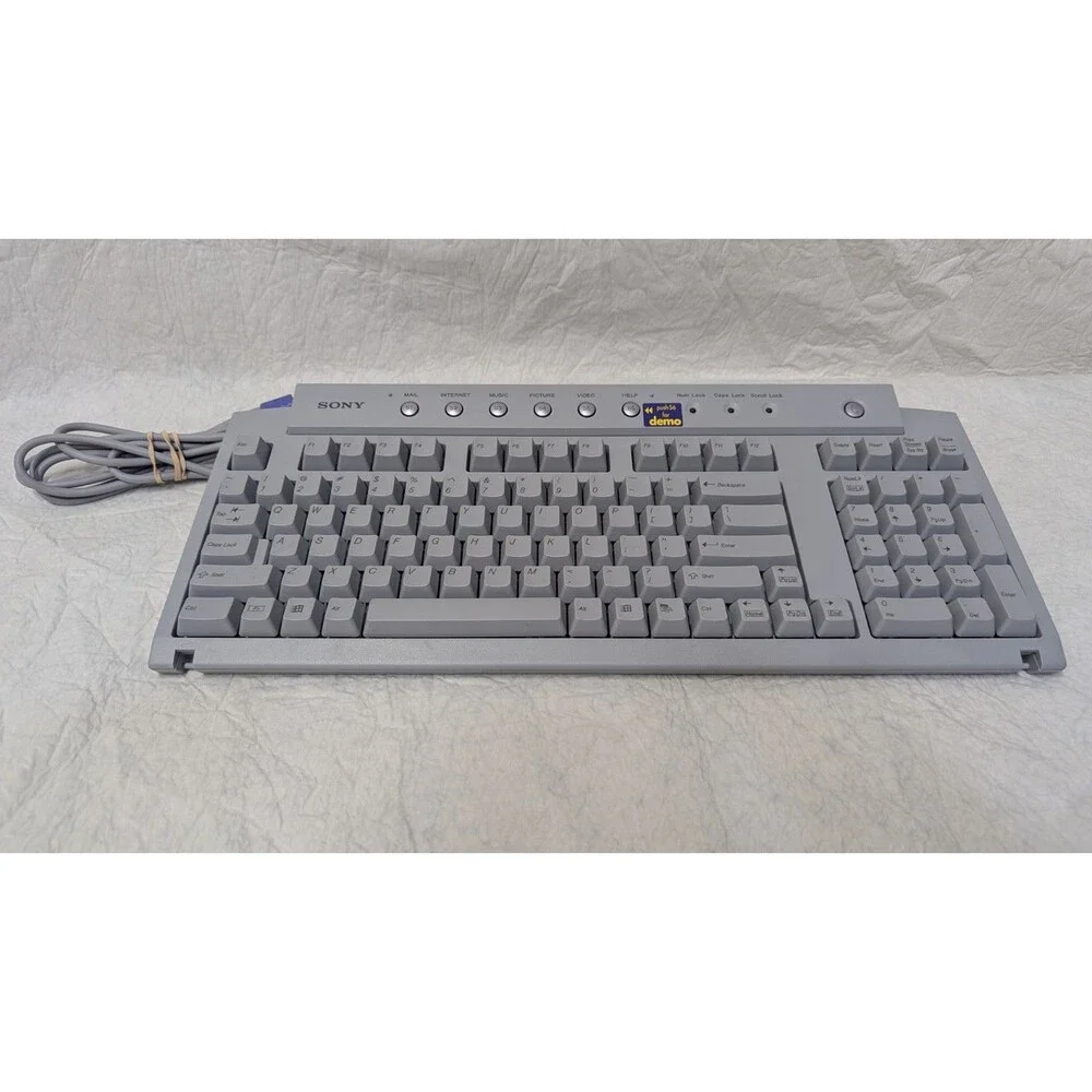 Vintage Very Good Condition Sony VAIO PS2 Wired QWERTY Computer Keyboard